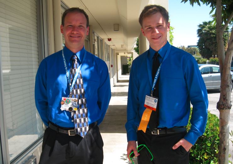 Mr. Liepe and Stephens at the 2010 ISEF in San Jose, California.